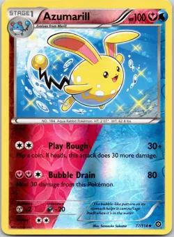 Azumarill 77/114 Steam Siege Pokemon Reverse Holo Near Mint - Image 1