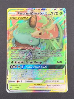 Pokemon TCG - Venusaur and Snivy GX 1/236 - Tag Team - Cosmic Eclipse - Image 1
