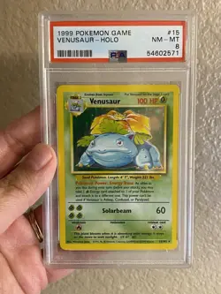 1999 POKEMON BASE SET #15 VENUSAUR HOLO PSA 8 - Image 1