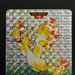 Pokemon Card Japanese Moltres No. 146 Holo Prism Bandai Carddass Green 1996 EX - Image 4