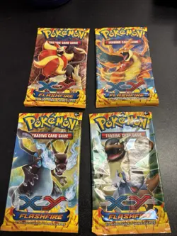 Pokemon XY Flashfire Booster Pack - Art Set (Lot of 4 EMPTY) - Image 1