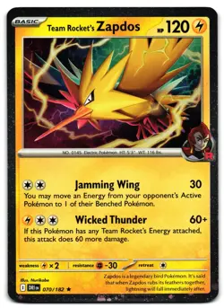Team Rocket's Zapdos 070/182 - 🌊 Destined Rivals Pokemon TCG Cosmos Holo🖤 - LP - Image 1