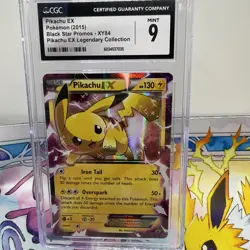 Pikachu EX XY84 CGC 9 Mint + 2015 Black Star Promo Pokemon Card - Image 1