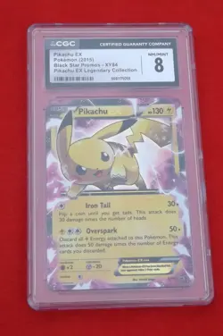 2015 Pokemon Pikachu EX XY84 Black Star Promo – CGC 8 Near Mint/MINT - Image 1