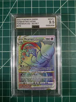 2022 Pokemon GO Mewtwo VSTAR Secret Rare 079/078 AGS 9.5 Mint - Image 1