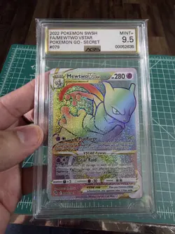 2022 Pokemon GO Mewtwo VSTAR Secret Rare 079/078 AGS 9.5 Mint - Image 3