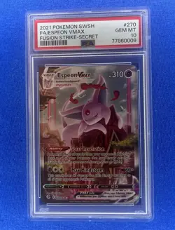 2021 Pokemon SWSH Espeon VMAX Fusion Strike Secret 270/264 Alternate Art PSA 10 - Image 1