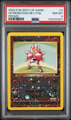 2003 Pokemon Best of Game #2 Hitmonchan Rev-holo PSA 8 NM-MT Promo - Image 1