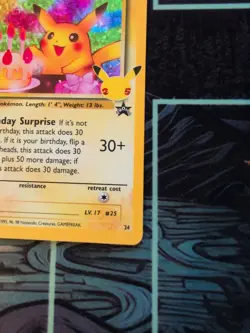 POKEMON CELEBRATIONS CLASSIC COLL. #24 BIRTHDAY PIKACHU HOLO - NM - Image 3