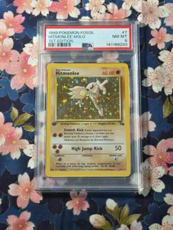1999 Pokemon Fossil 1st Edition 7 Hitmonlee Holo - PSA 8 - Image 1