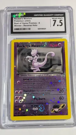 Pokemon 2003 Rocket's Mewtwo Winner Best of Game Promo 8 Reverse Holo CGC 7.5 - Image 1