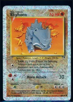 Pokemon LEGENDARY COLLECTION - #90/110 Rhyhorn - Reverse Holo - ENG - Damaged - Image 1