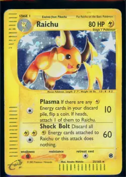 Pokemon EXPEDITION - #25/165 Raichu - Holo - ENG - Damaged - Image 1