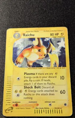 Pokemon EXPEDITION - #25/165 Raichu - Holo - ENG - Damaged - Image 4