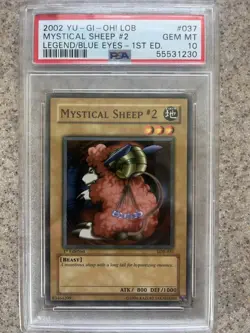 2002 YU-GI-OH! LOB-LEGEND OF BLUE EYES WHITE DRAGON MYSTICAL SHEEP #2 PSA 10 - Image 1