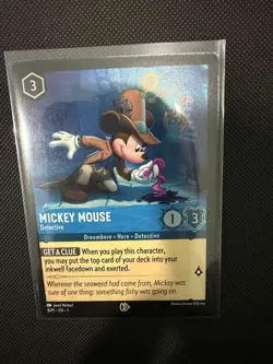Disney Lorcana Mickey Mouse Detective PROMO - Season 1 League - Cold Foil - Image 1