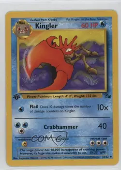Kingler 1st Ed. Pokemon Fossil #38 1999 - Image 1