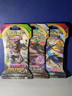 Pokemon Sword and Shield Multiple Set Sleeved Booster Packs Sealed 3 Packs cards - Image 1