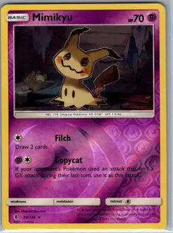 Mimikyu 58/145 Reverse Holo SM - Guardians Rising - Pokemon Card - NM - Image 1