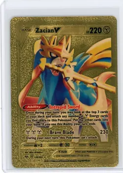 Pokemon Gold Foil Fan Art Card ZACIAN V 220HP 138/202 - Image 1