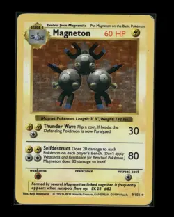 Pokemon Shadowless Magneton 9/102 Base Set Holo MP - Image 1