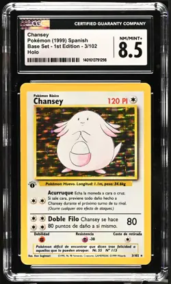 CGC 8.5 Chansey 1st Edition Holo Rare Spanish Base Set 1999 Pokemon Card #3 - Image 1
