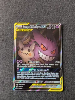 Pokemon Gengar & Mimikyu GX TAG TEAM Full Art Ultra Rare Sm-Team Up 165/181 Holo - Image 1