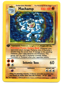 (Severe Water Damage) Pokemon TCG Machamp Base Set 8/102 Holo 1st Edition Holo - Image 1