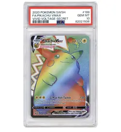 2020 POKEMON SWORD & SHIELD VIVID VOLTAGE SECRET FULL ART/PIKACHU VMAX PSA 10 - Image 1