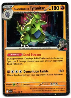Team Rocket's Tyranitar 096/182 - 🌊 Destined Rivals Pokemon Cosmos Holo 🖤 - LP - Image 1