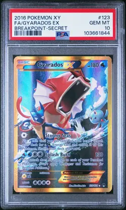 2016 POKEMON XY BREAKPOINT SECRET #123 FULL ART/GYARADOS EX PSA 10 - Image 1
