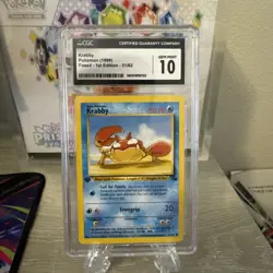 CGC GEM MINT 10 Pokemon Krabby 51/62 1999 Fossil 1st Edition - Image 1