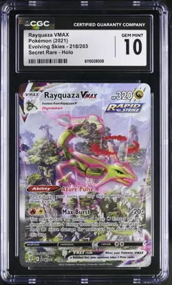 CGC 10 GEM MINT Pokemon Rayquaza VMAX Full Art 2021 SWSH Evolving Skies #218 - Image 1
