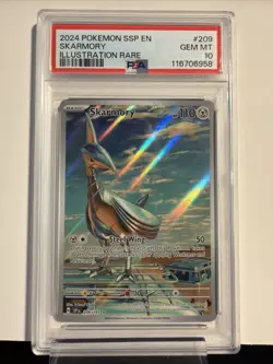 2024 POKEMON SSP EN-SURGING SPARKS ILLUSTRATION RARE #209 SKARMORY PSA 10 - Image 1