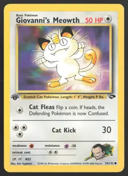 Giovanni's Meowth 74/132 | 1st Edition | Gym Challenge Pokemon NM - Image 1