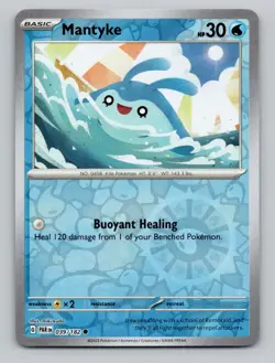 Reverse Holo Mantyke 039/182 Common Paradox Rift Pokemon - Image 1