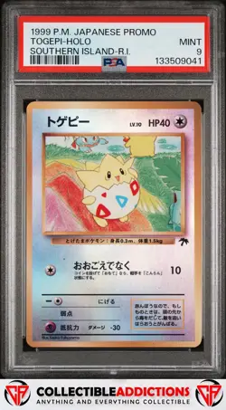 1999 Pokemon Japanese Promo Togepi Holo Southern Island-R.I. PSA 9 - Image 1
