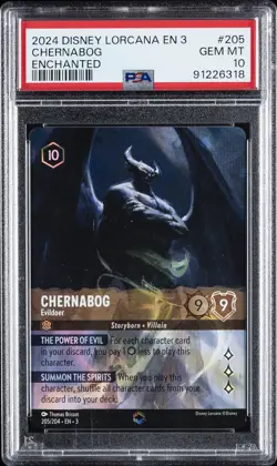 2024 DISNEY LORCANA EN 3-INTO THE INKLANDS ENCHANTED CHERNABOG - EVILDOER PSA 10 - Image 1