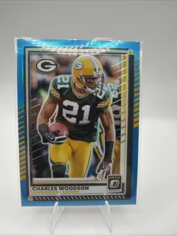 2025 Donruss Optic Charles Woodson Neon Blue 95/399 Green Bay Packers Legend - Image 1