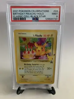 Pokemon 2021 Celebrations Classic Collection Pikachu Birthday Card 24/53 PSA 9 - Image 1