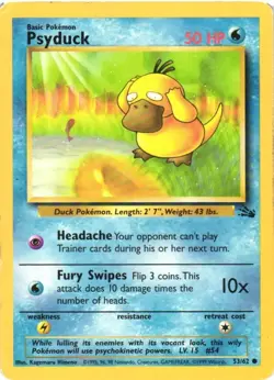 Psyduck 53/62 Fossil Set Common 1999 Pokemon Game Card WOTC - Image 1