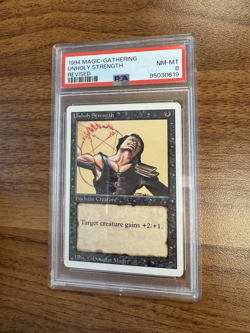 MTG Unholy Strength Revised Edition Regular Common PSA8 - Image 1