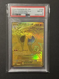 Pokemon Mega Charizard X ex 130/094 Mega Hyper Rare Holo PSA 8 2025 - Image 1