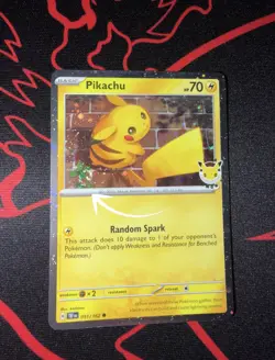 DOUBLE WHOLE SWIRL 🌀💫 NM Pikachu 051/162 30th Anniversary Stamped Pokemon Card - Image 2