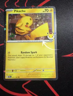 DOUBLE WHOLE SWIRL 🌀💫 NM Pikachu 051/162 30th Anniversary Stamped Pokemon Card - Image 3