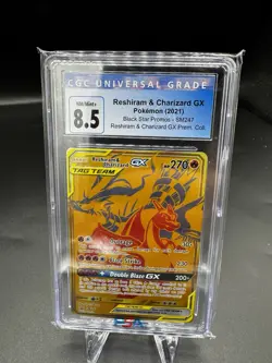 POKEMON CARD RESHIRAM & CHARIZARD GX 247 BLACK STAR PROMO SM247 CGC 8.5 - Image 1
