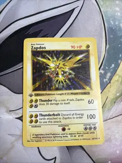 Pokemon Zapdos Base Set Shadowless Holo 1st Edition Rare 16/102 - Image 1