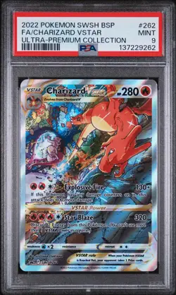 2022 POKEMON SWSH BLACK STAR PROMO #262 FULL ART/CHARIZARD VSTAR PSA 9 - Image 1