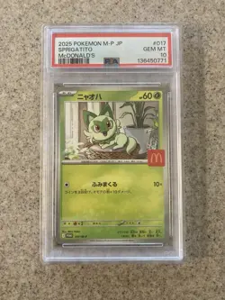 2025 POKEMON JPN M-P PROMO MCDONALD'S #017 SPRIGATITO PSA 10 - Image 1