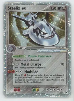 2005 Pokemon Unseen Forces Steelix ex 109/115 Holo - heavy play & creased! - Image 2